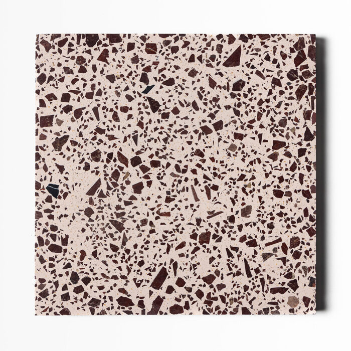 RED BORDEAUX HONED BIG CHIP PINK TERRAZZO 40,6X40,6X1,8