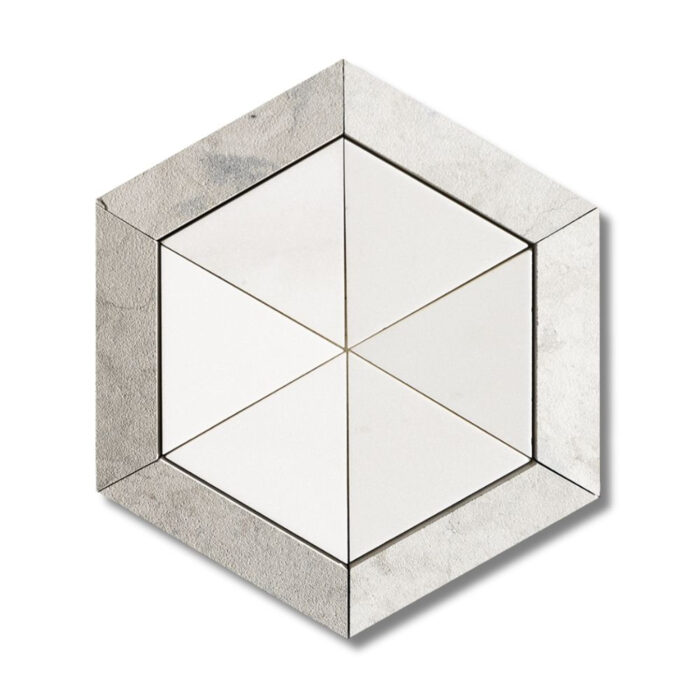 Thala Gray Leather & Aspen White Honed 100 Mm Hexagon