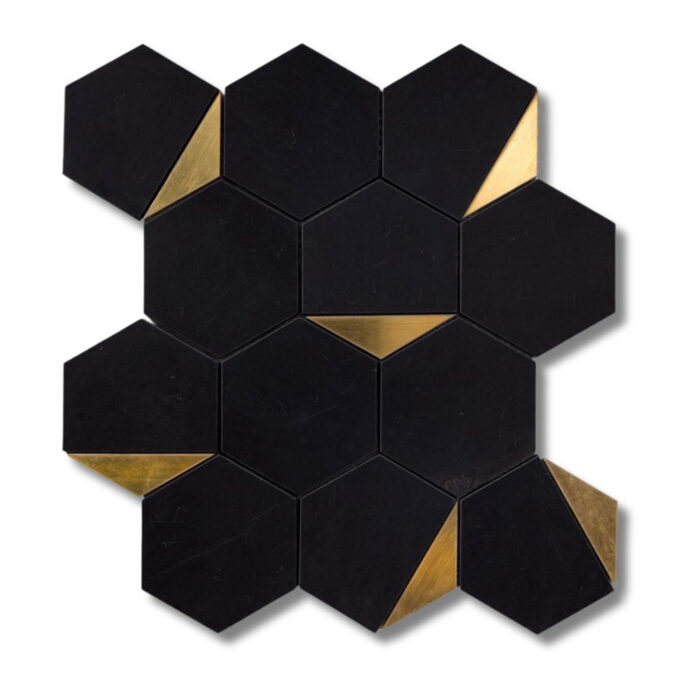 Gold Metal Brass Black Multi Finish Mosaics Tile