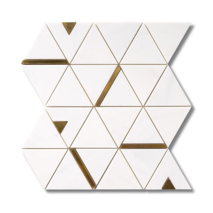 Gold Metal Brass Snow White Triangle Mosaics Tile