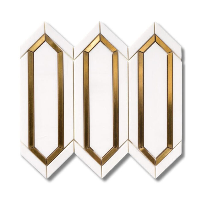 Gold Metal Brass Snow White Picket Mosaics Tile