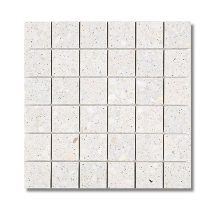 Bianco Tumbled Terrazzo 5x5 cm Mosaic
